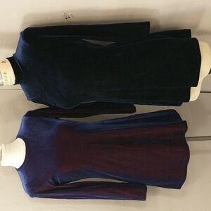 Two Vintage Stretch Velour Mini Dress 70s 80s M/L Soft velvet look